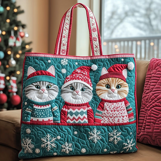 Holiday Cat Charm Quilted Tote