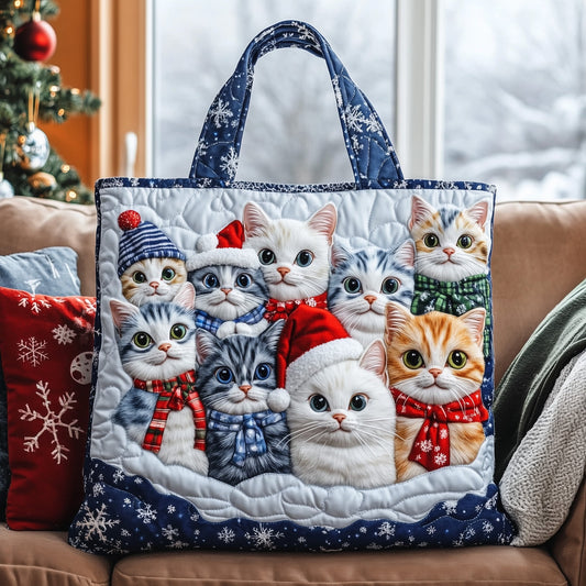 Festive Cat Quilted Tote Bag