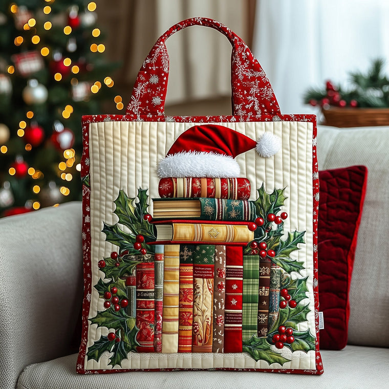 Holiday Book Lover Quilted Tote