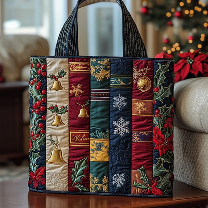 Holiday Books Christmas Quilted Tote
