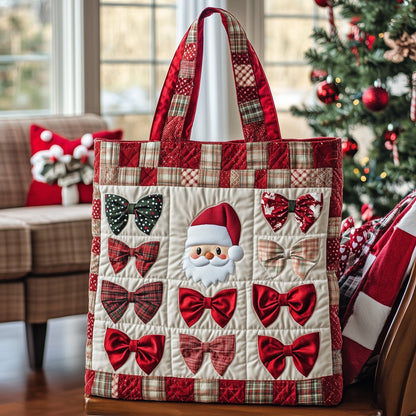 Santa Claus Bows Quilted Tote