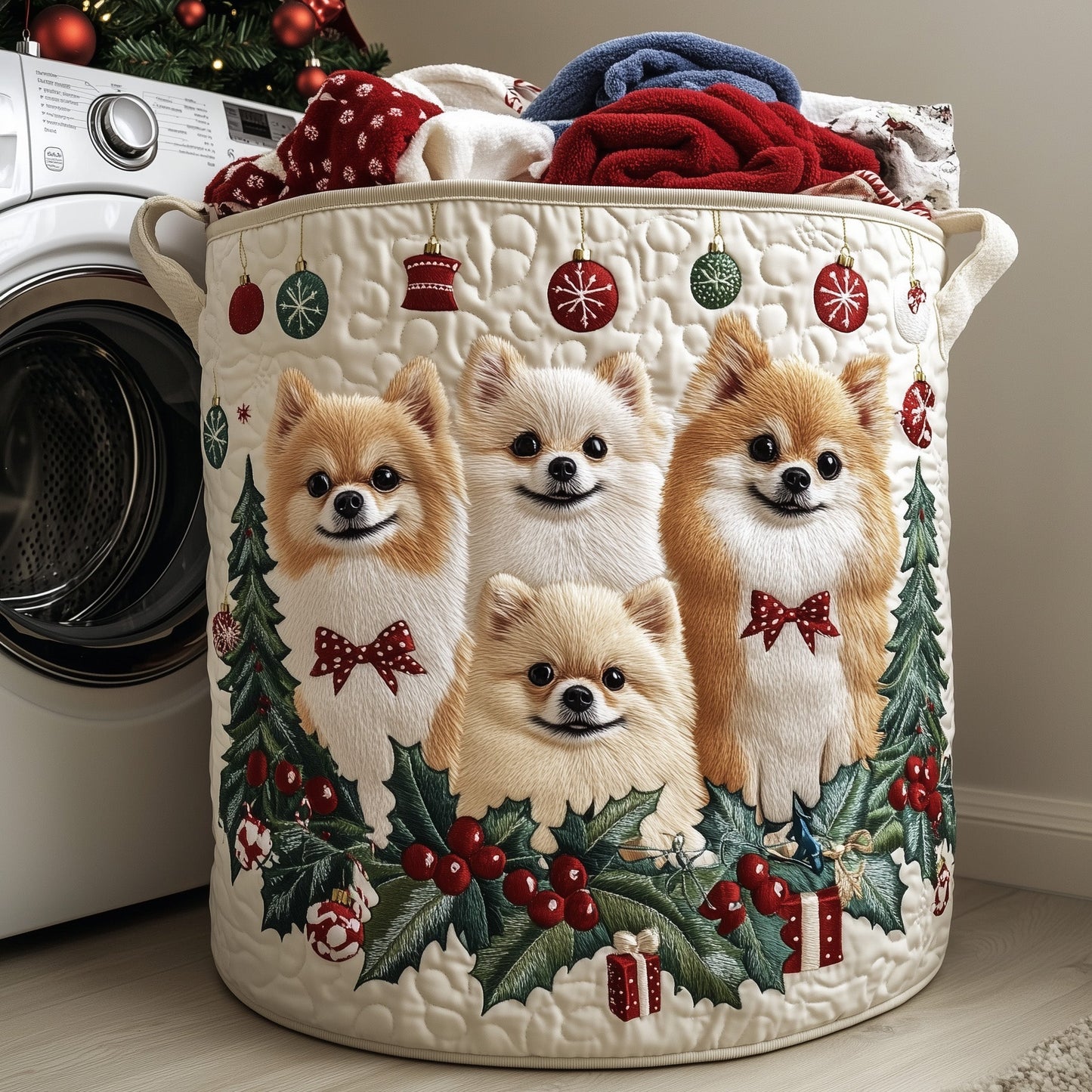 Jolly Pomeranian Laundry Tote Bag