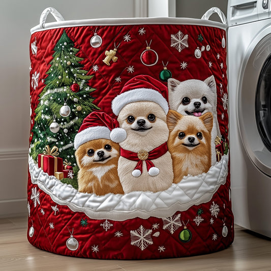 The Jolly Pomeranian Quilted Laundry Basket Tote 3108