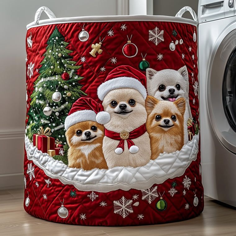 The Jolly Pomeranian Quilted Laundry Basket Tote 3108