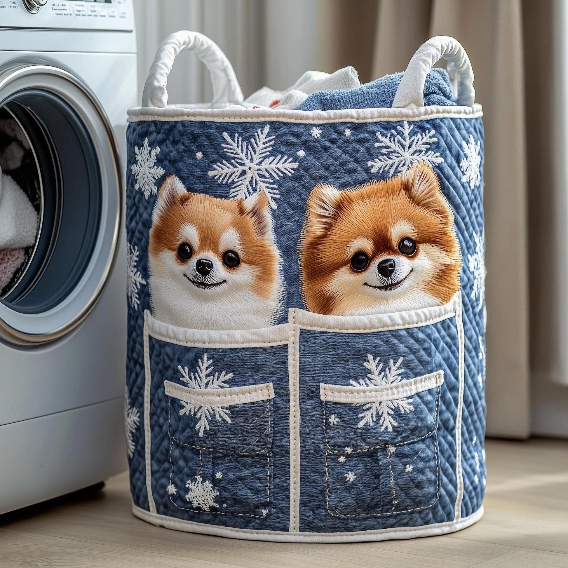 Pomeranian Charm Laundry Quilted Tote