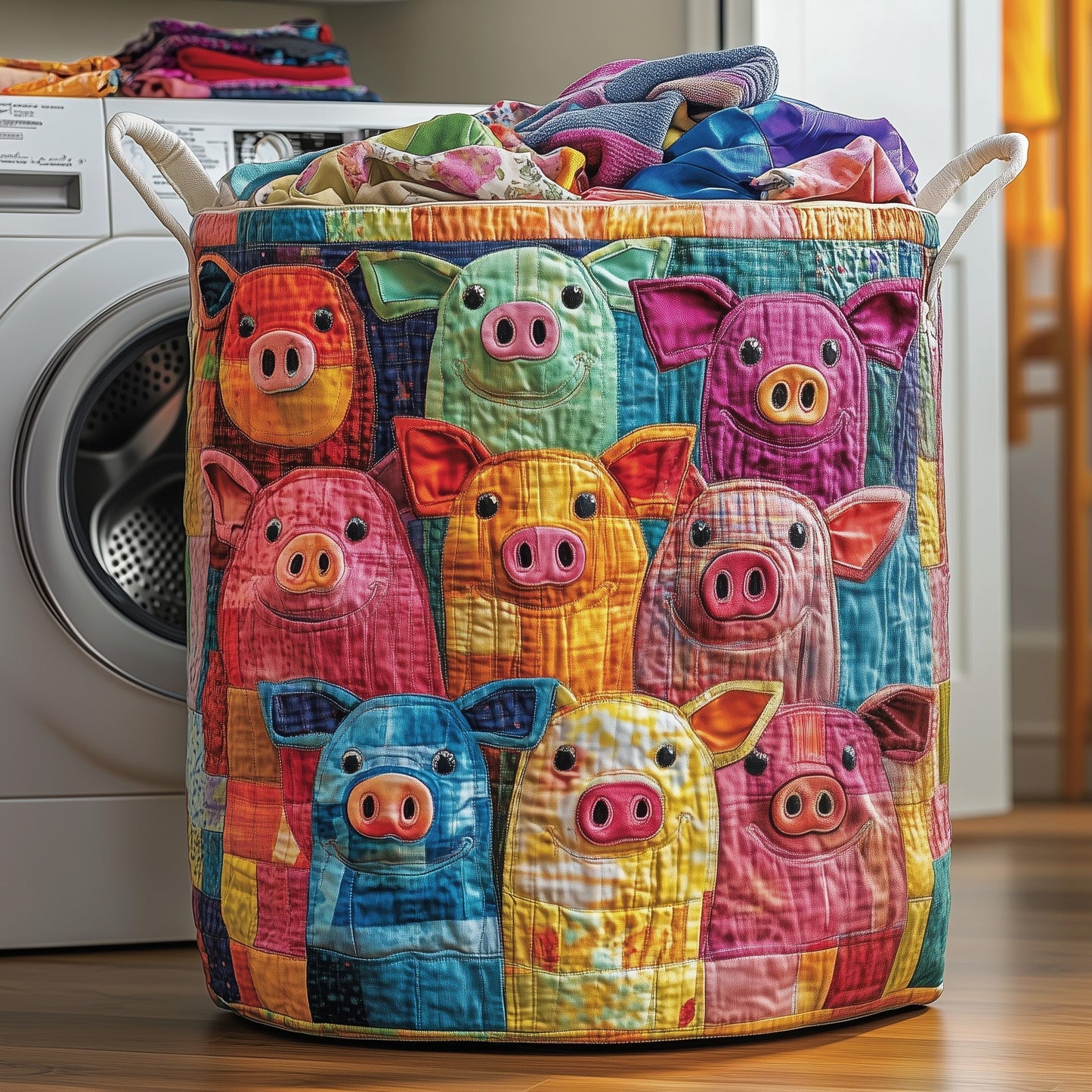 Pasture Piglet Laundry Quilted Tote
