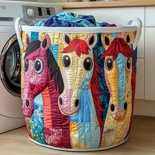 The Funky Horse Quilted Laundry Basket Tote 3425