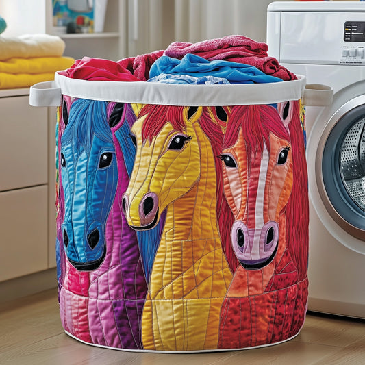 The Funky Horse Quilted Laundry Basket Tote 3426