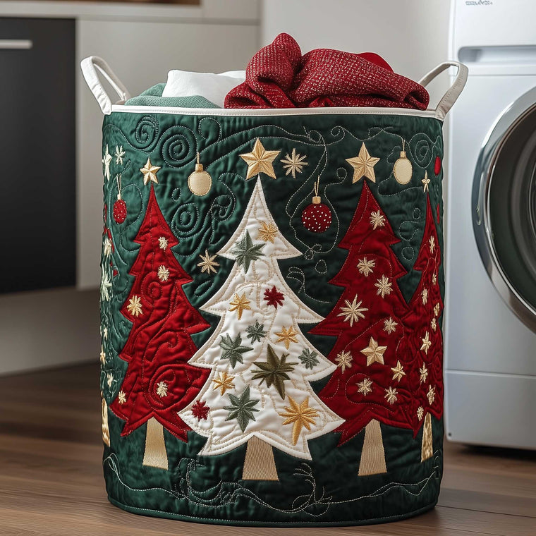 The Christmas Tree Quilted Laundry Basket Tote 3913