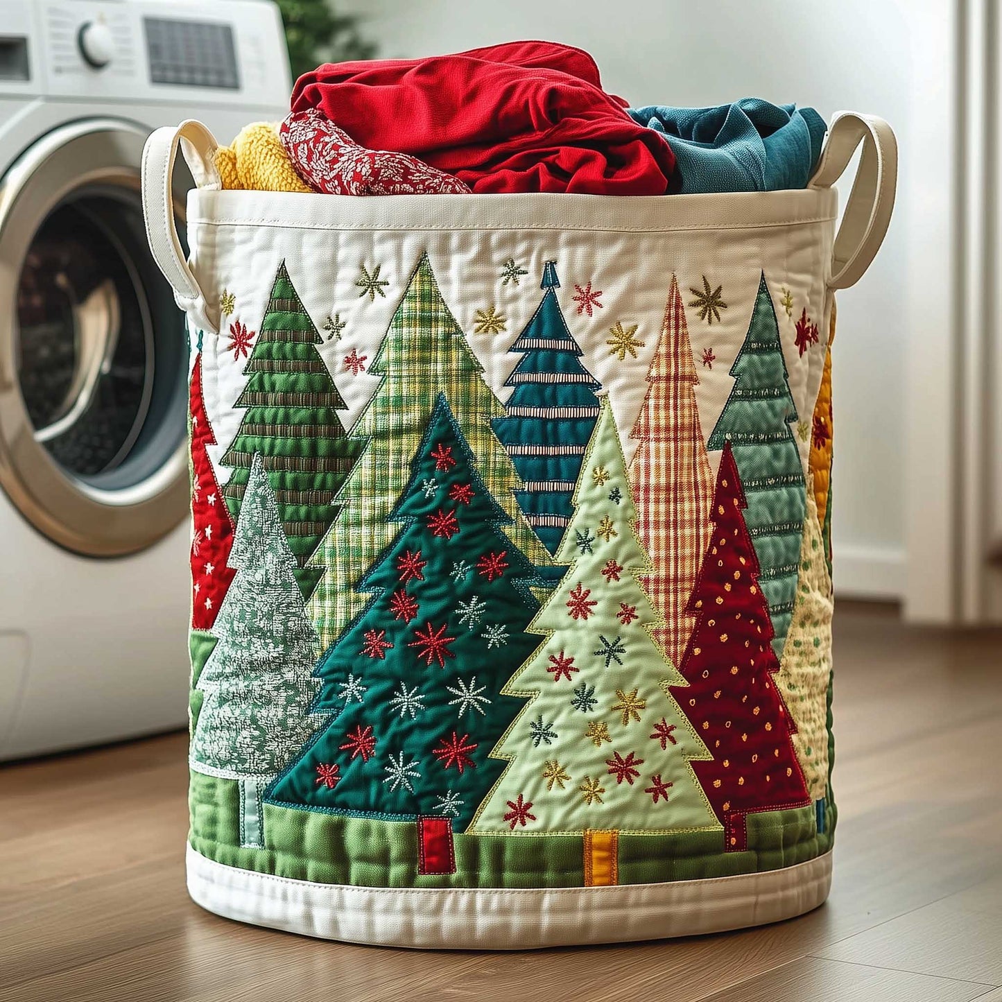 The Christmas Tree Quilted Laundry Basket Tote 3915