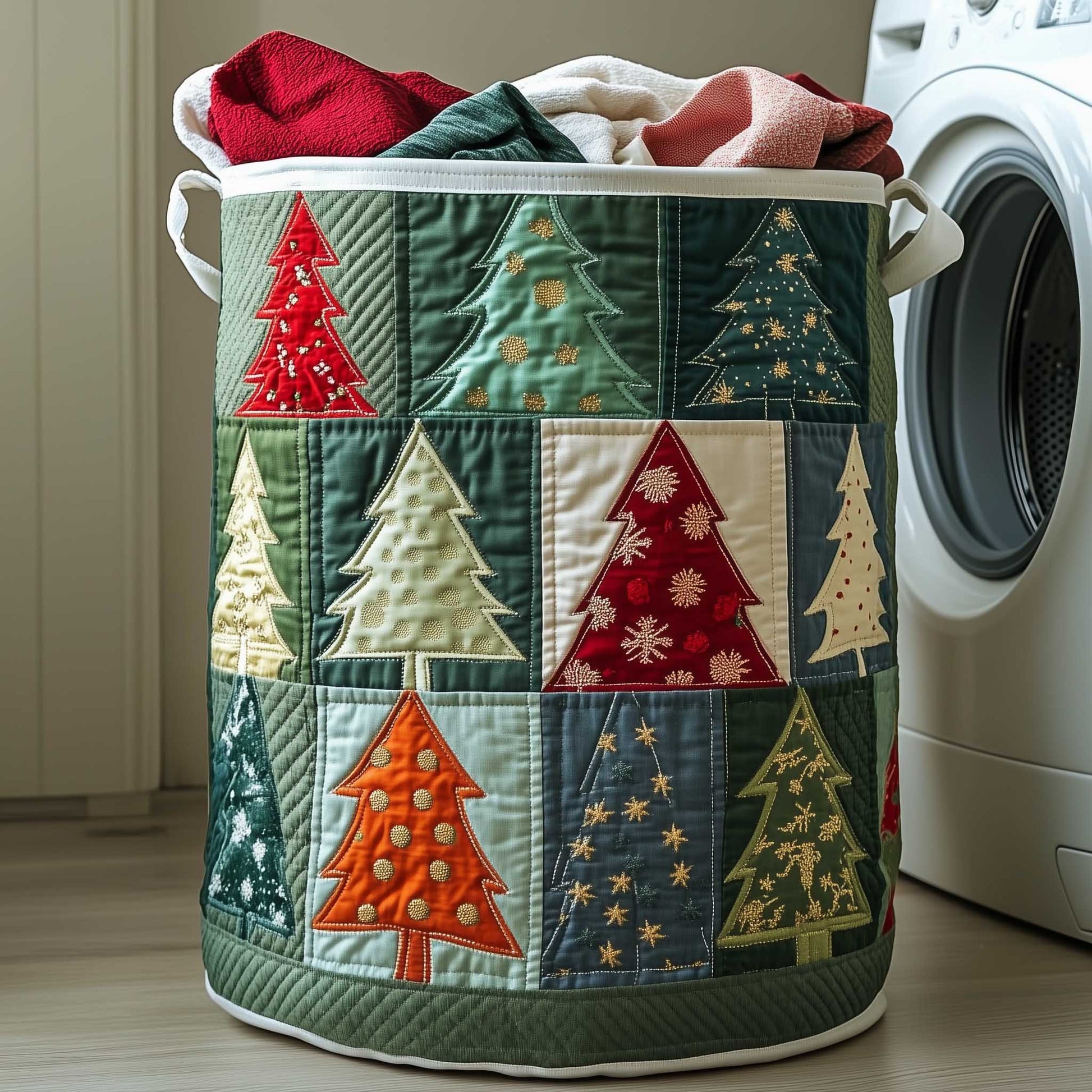 The Christmas Tree Quilted Laundry Basket Tote 3916