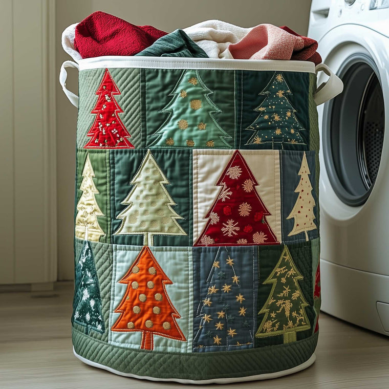 The Christmas Tree Quilted Laundry Basket Tote 3916