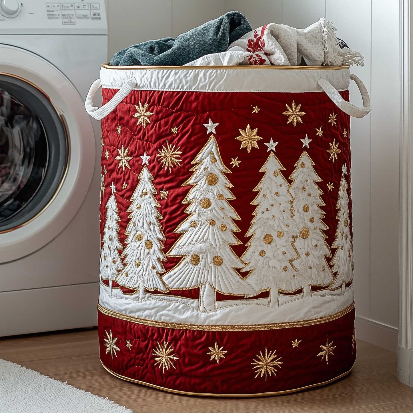 The Christmas Tree Quilted Laundry Basket Tote 3917