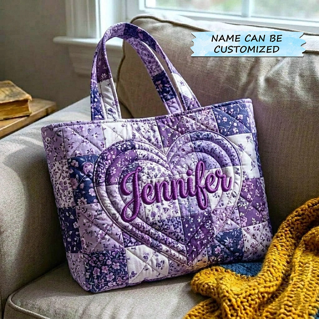 Heart Patchwork Floral Quilted Tote