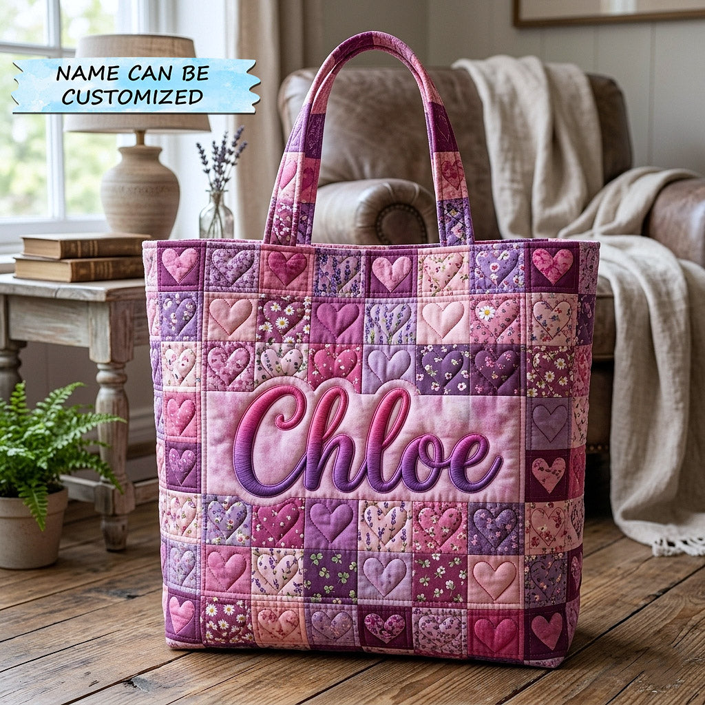 Heart Patchwork Floral Tote Bag