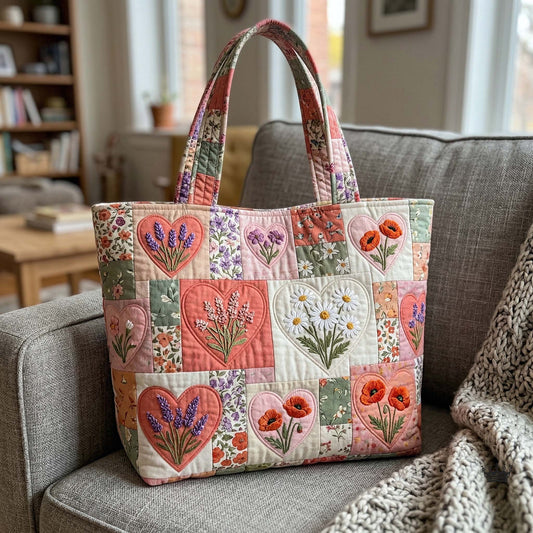 The Heart Flower Quilted Tote