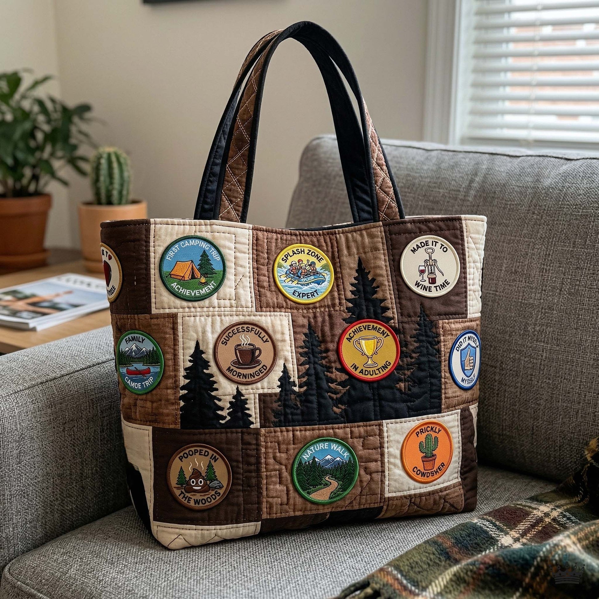 Merit Badges Camping Quilted Tote