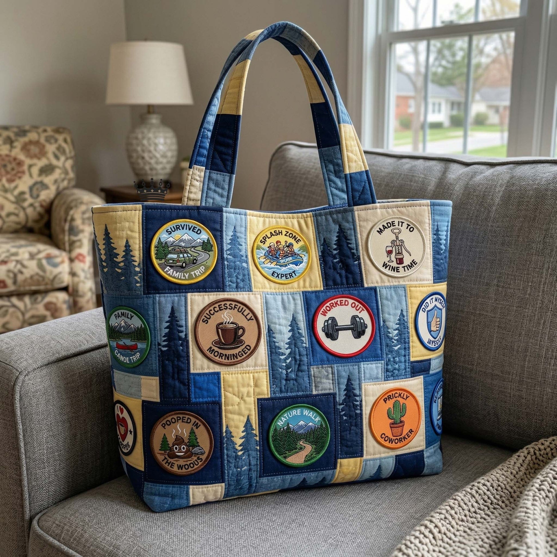 Merit Badge Patches Quilted Tote