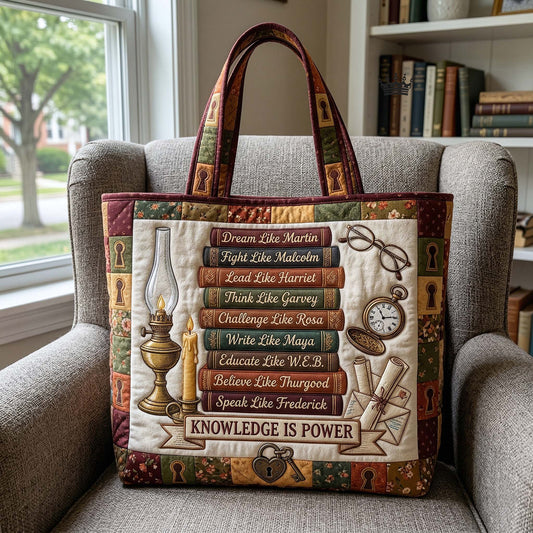 The Knowledge Is Power Quilted Tote
