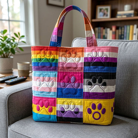 The Rainbow Paw Quilted Tote