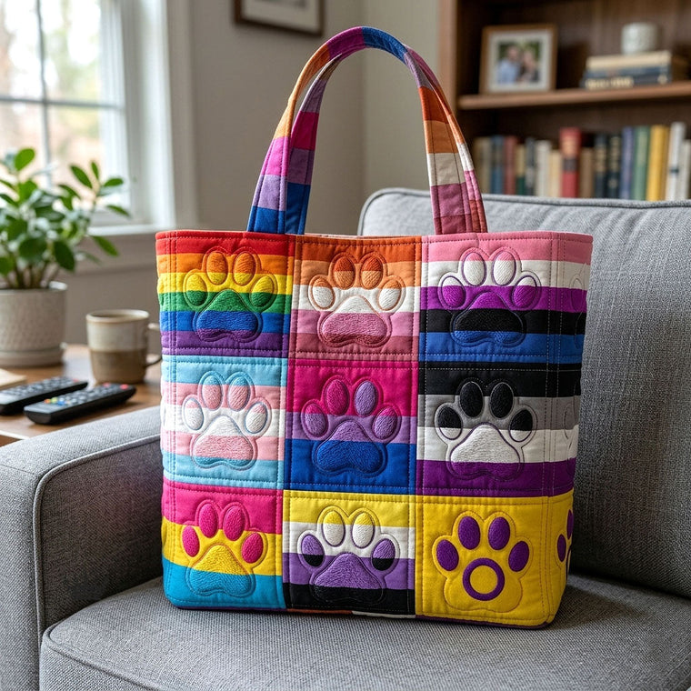 The Rainbow Paw Quilted Tote