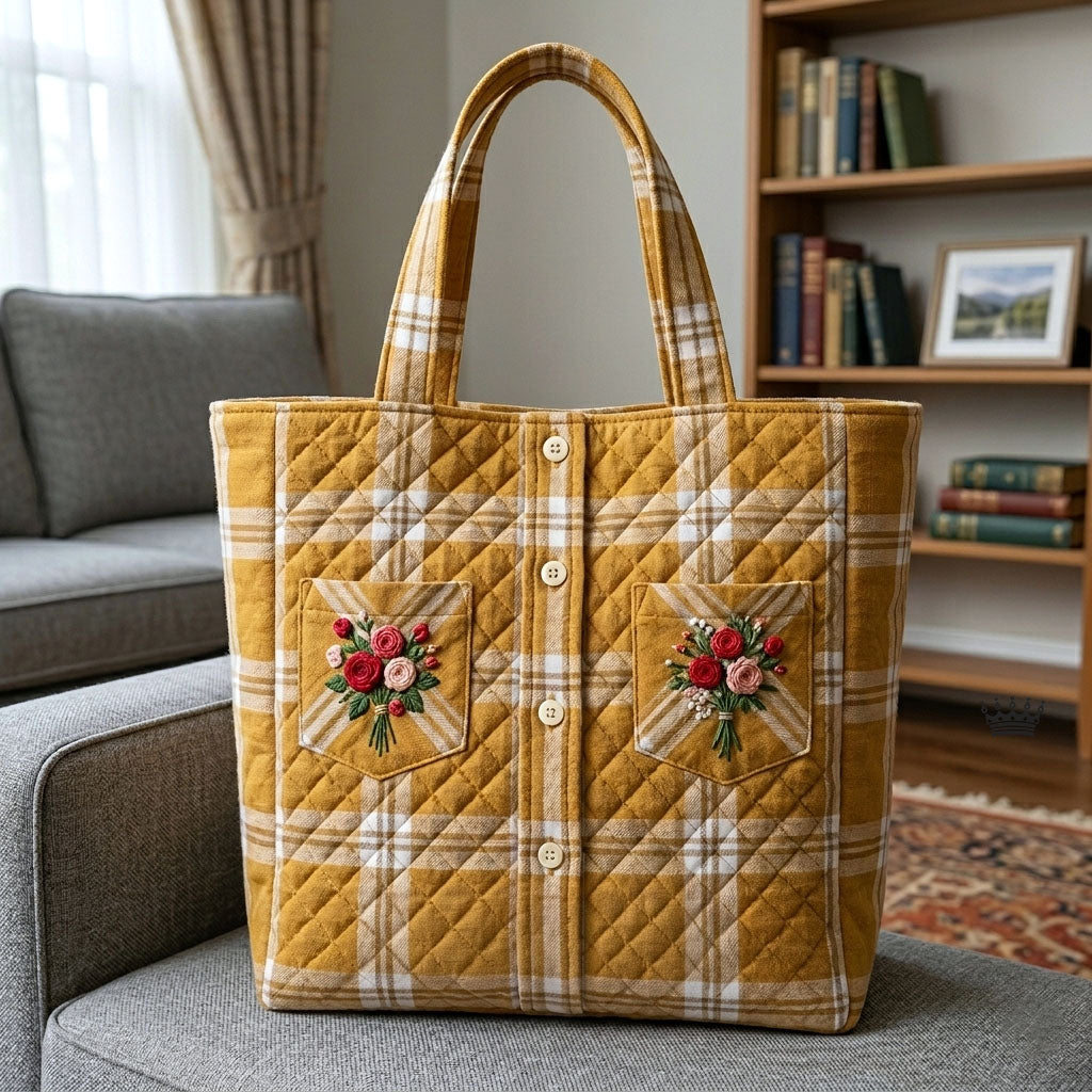 The Embroidered Floral Quilted Tote