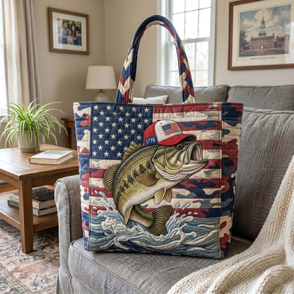 Everyday Patriotic Fishing Quilted Tote