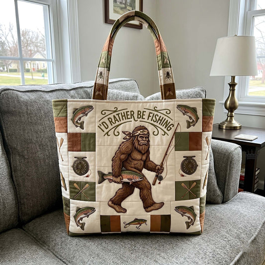 The Sasquatch Fishing Quilted Tote