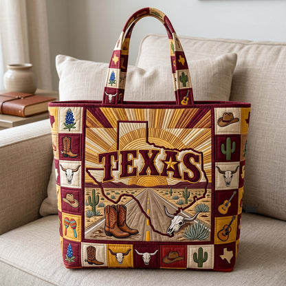 Texas Symbols Patchwork Tote Bag