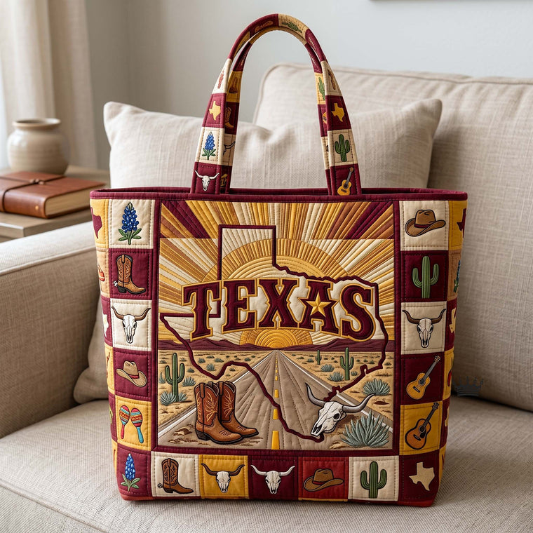 Texas Symbols Patchwork Tote Bag