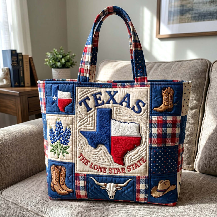 Texas Patchwork Symbols Quilted Tote