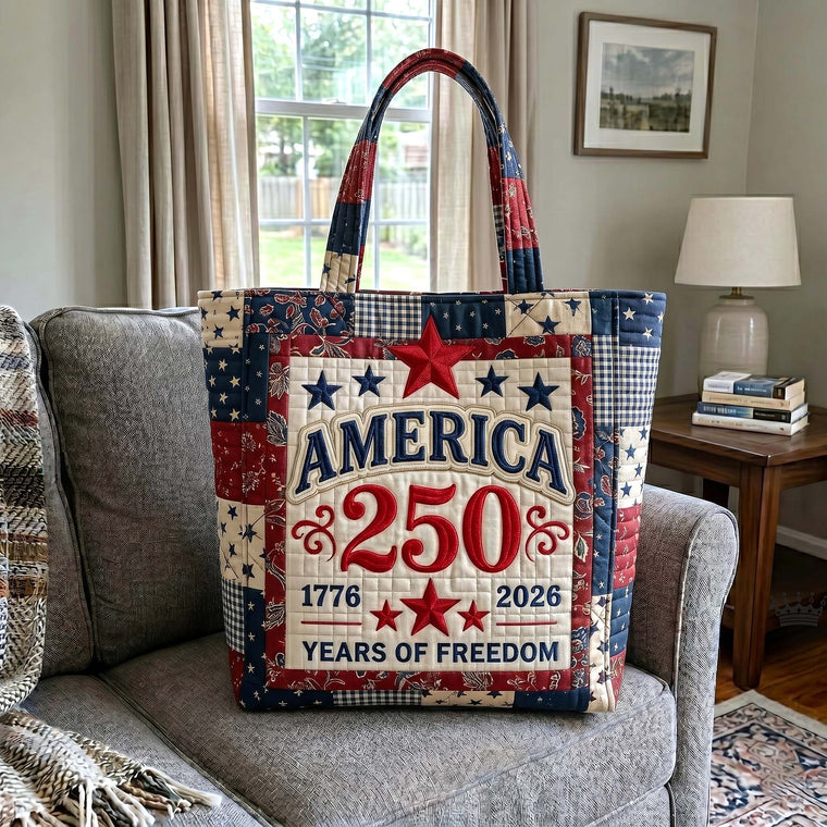 Patriotic Stars Stripes Quilted Tote
