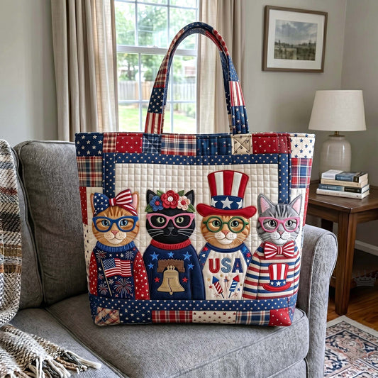 The Patriotic Cats Quilted Tote