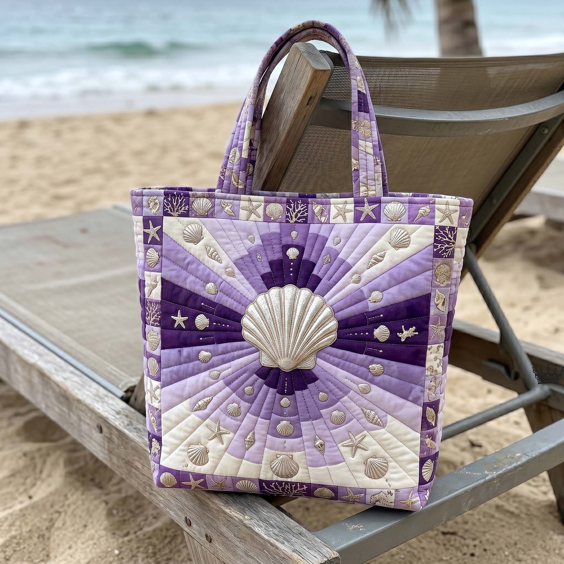 Seashell Starfish Ocean Quilted Tote