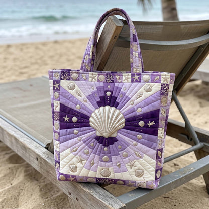 Seashell Starfish Ocean Quilted Tote
