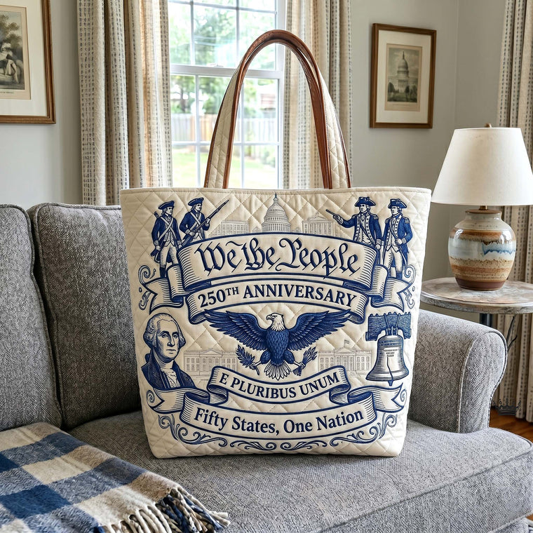 Colonial America Patriotic Quilted Tote
