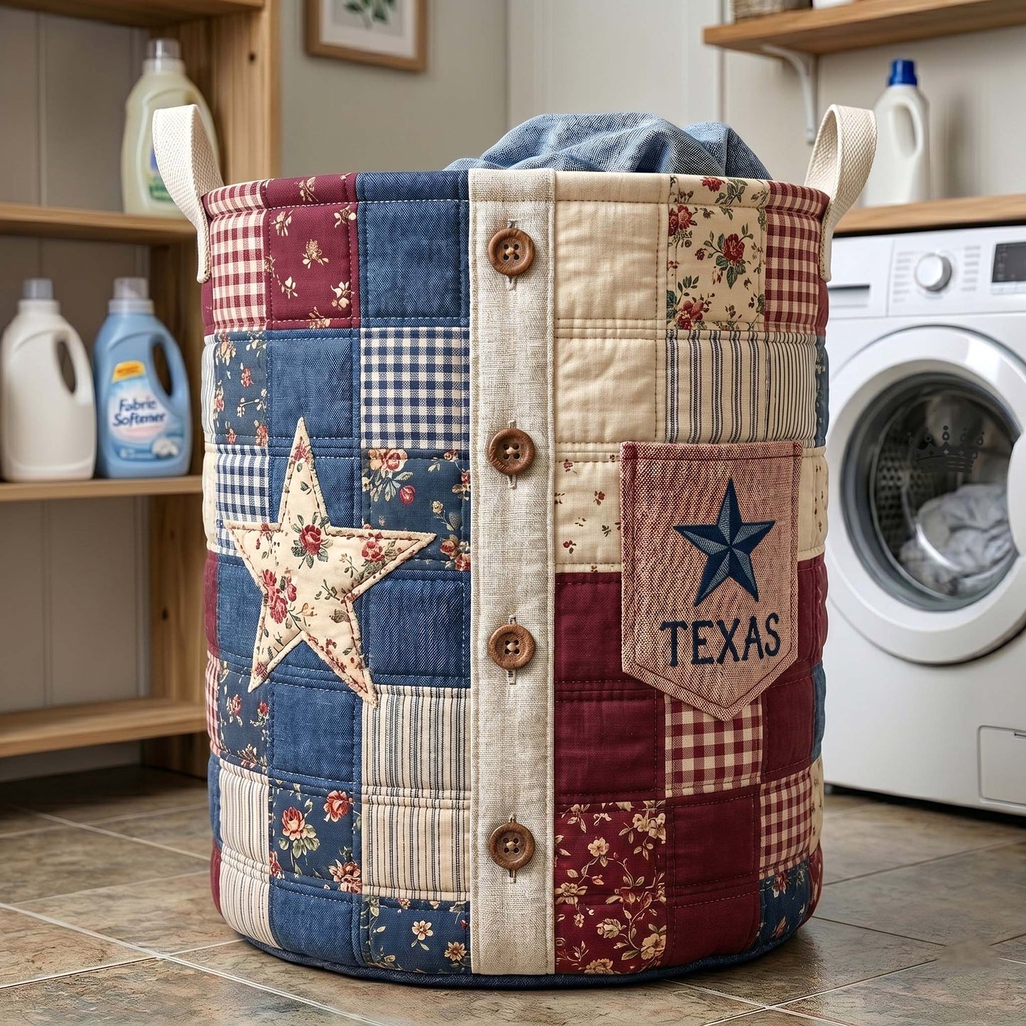 The Texas Pride Quilted Laundry Basket Tote 9126