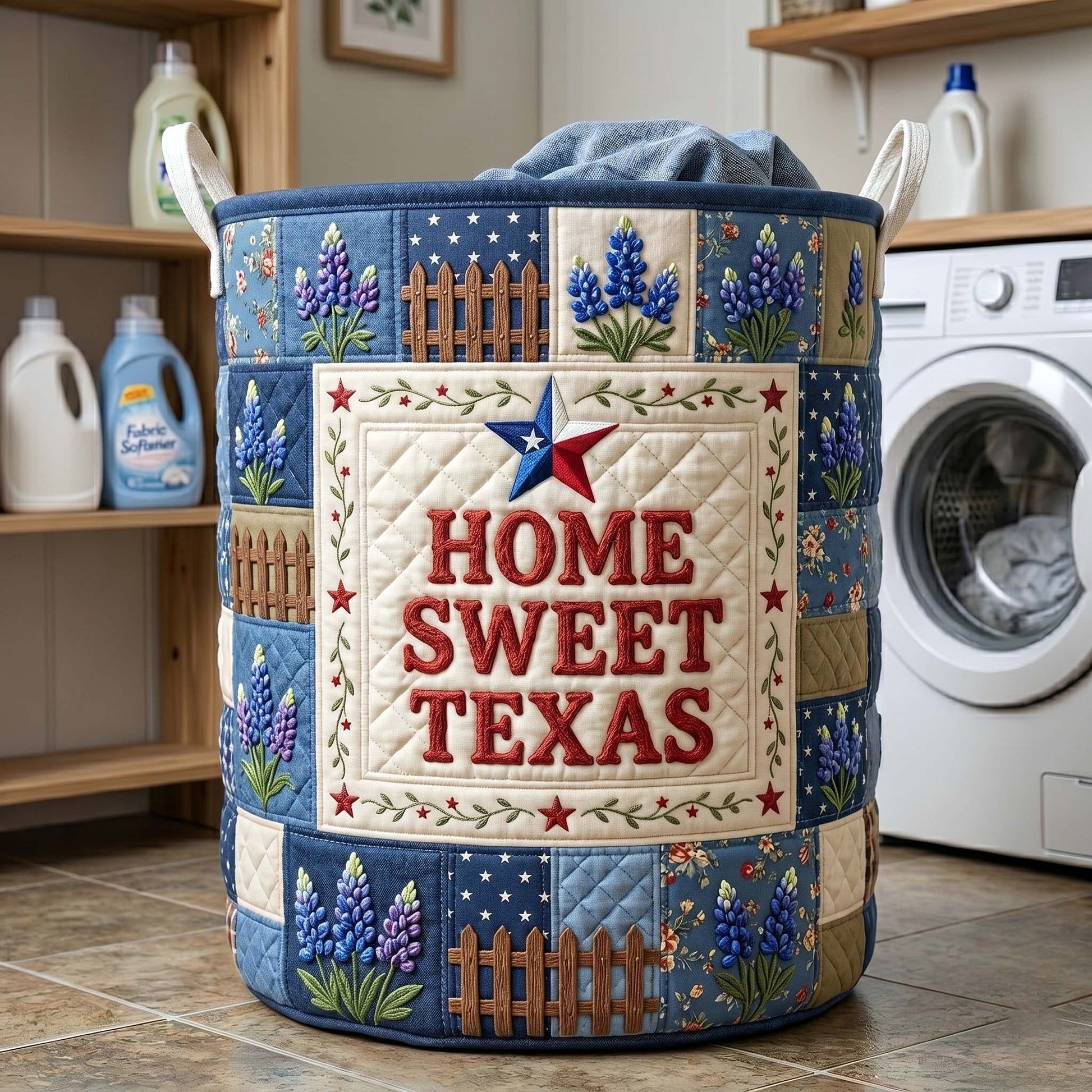 The Texas Pride Quilted Laundry Basket Tote 9128