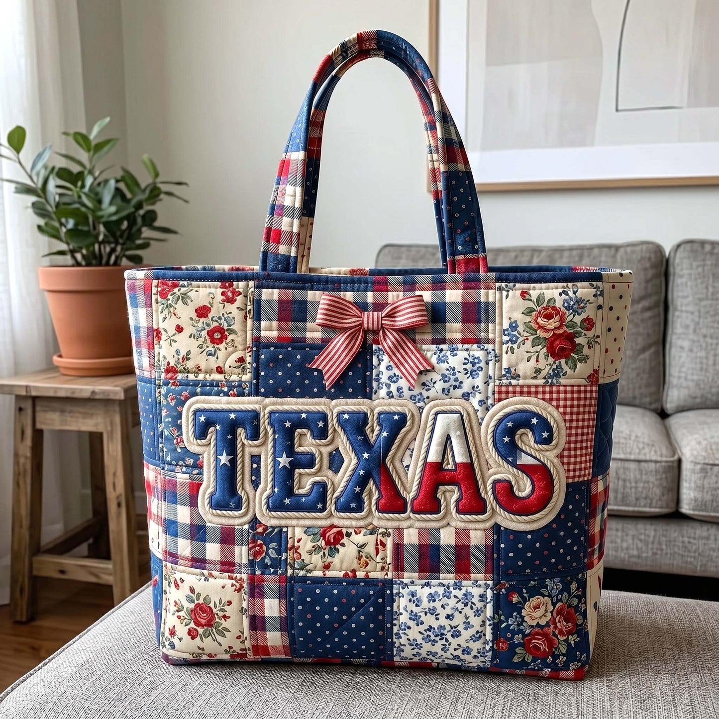 Patchwork Stars Stripes Tote Bag