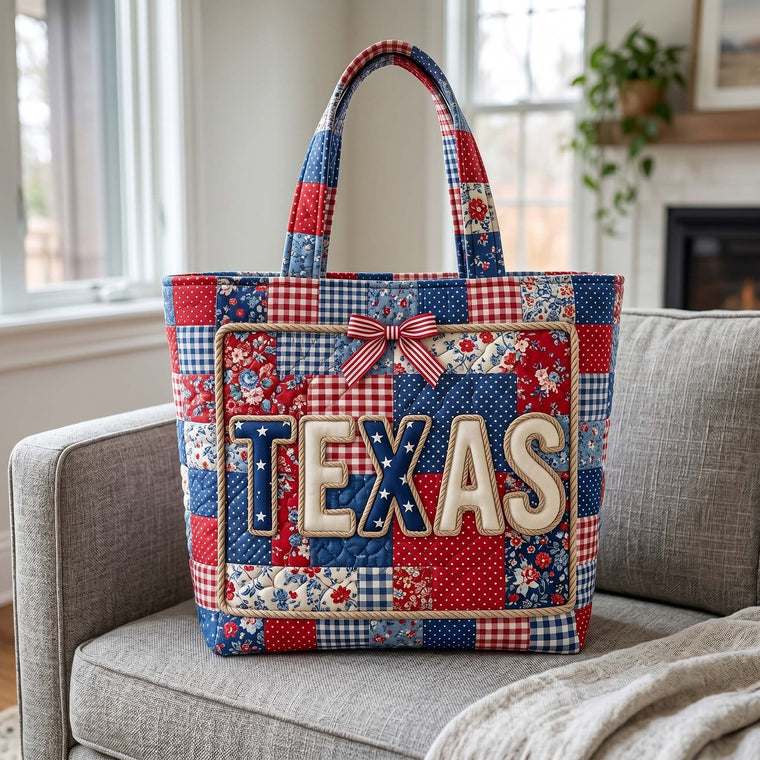 Patchwork Stars Stripes Quilted Tote