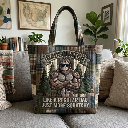 The Dad Squatch Quilted Tote