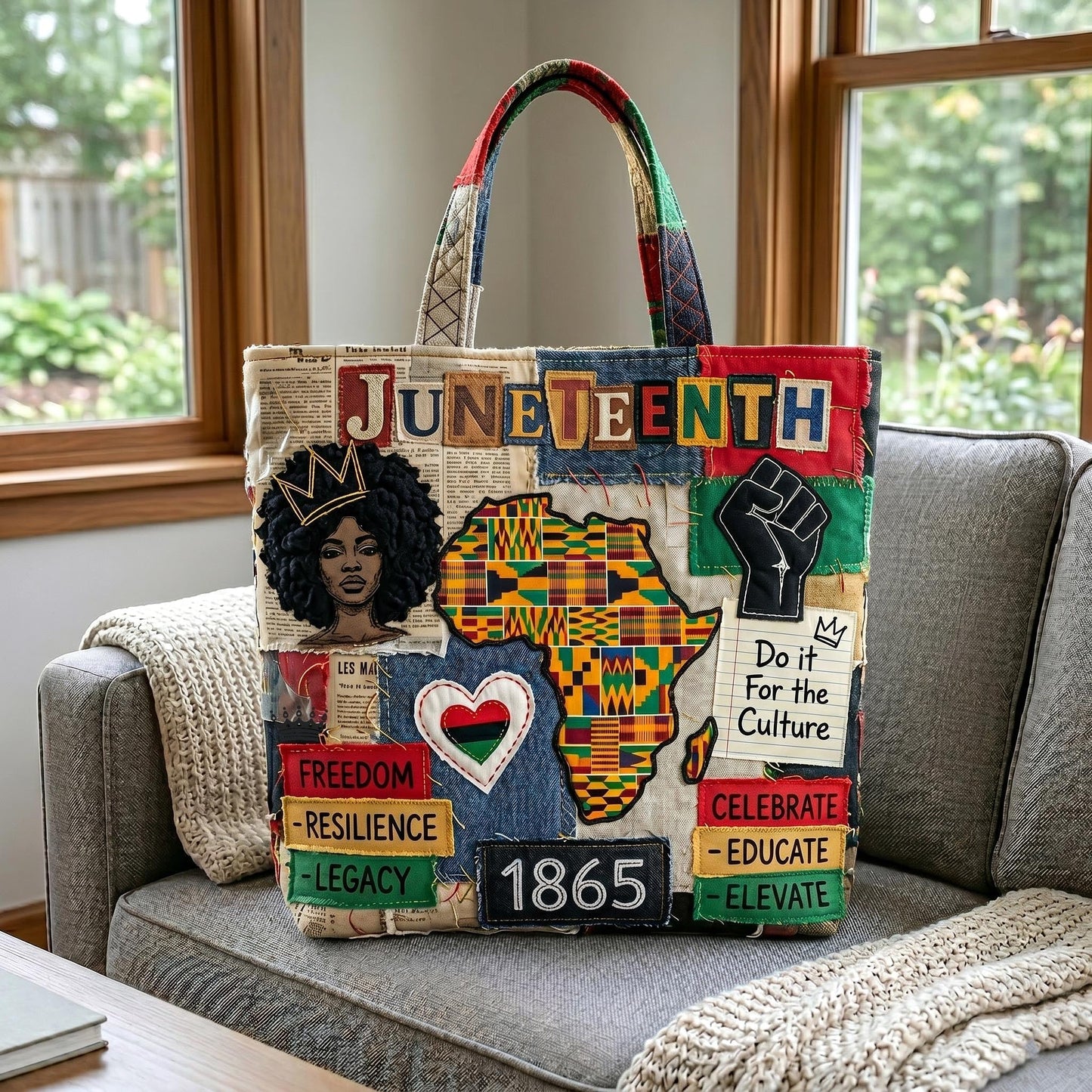 Juneteenth Celebration Patchwork Quilted Tote