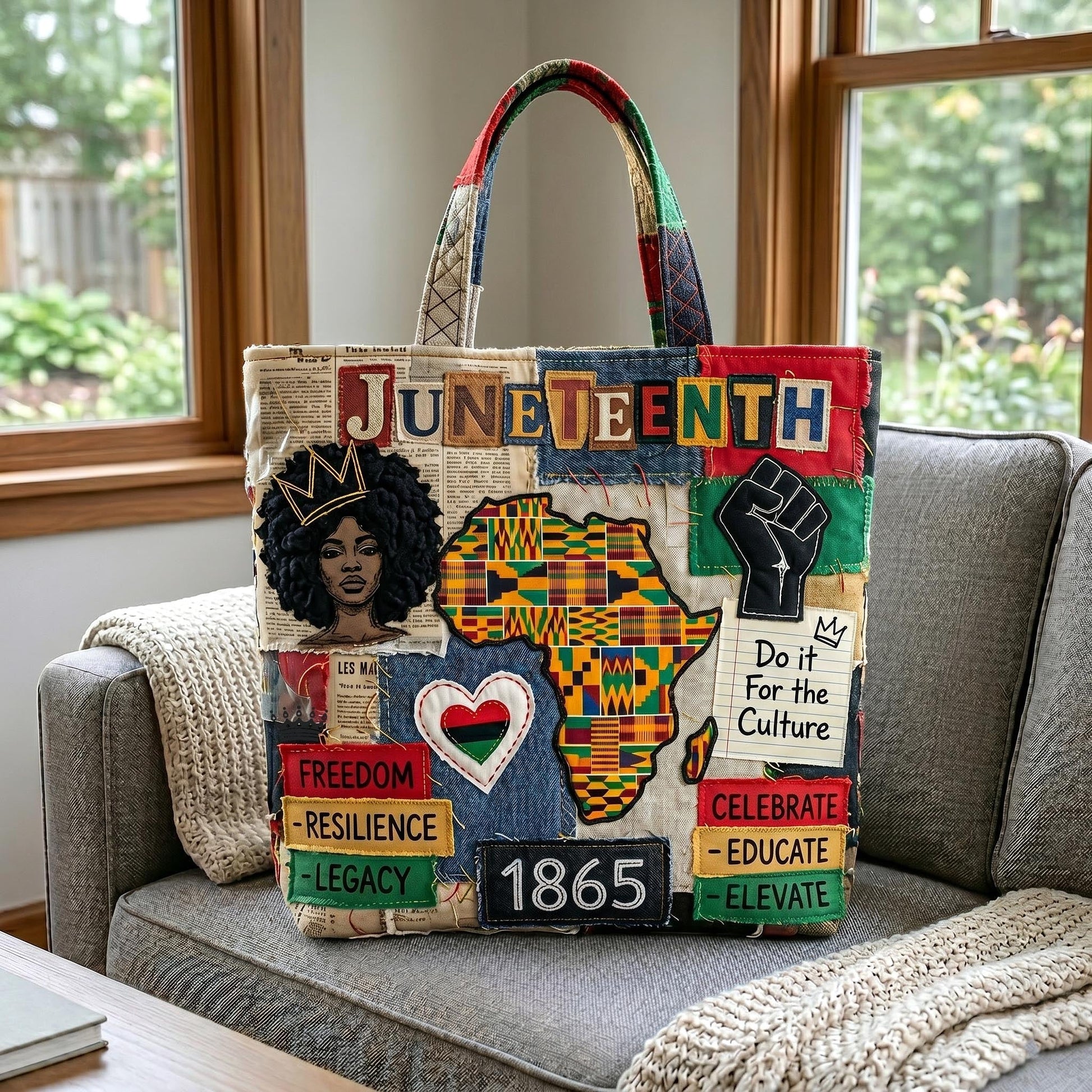Juneteenth Celebration Patchwork Quilted Tote