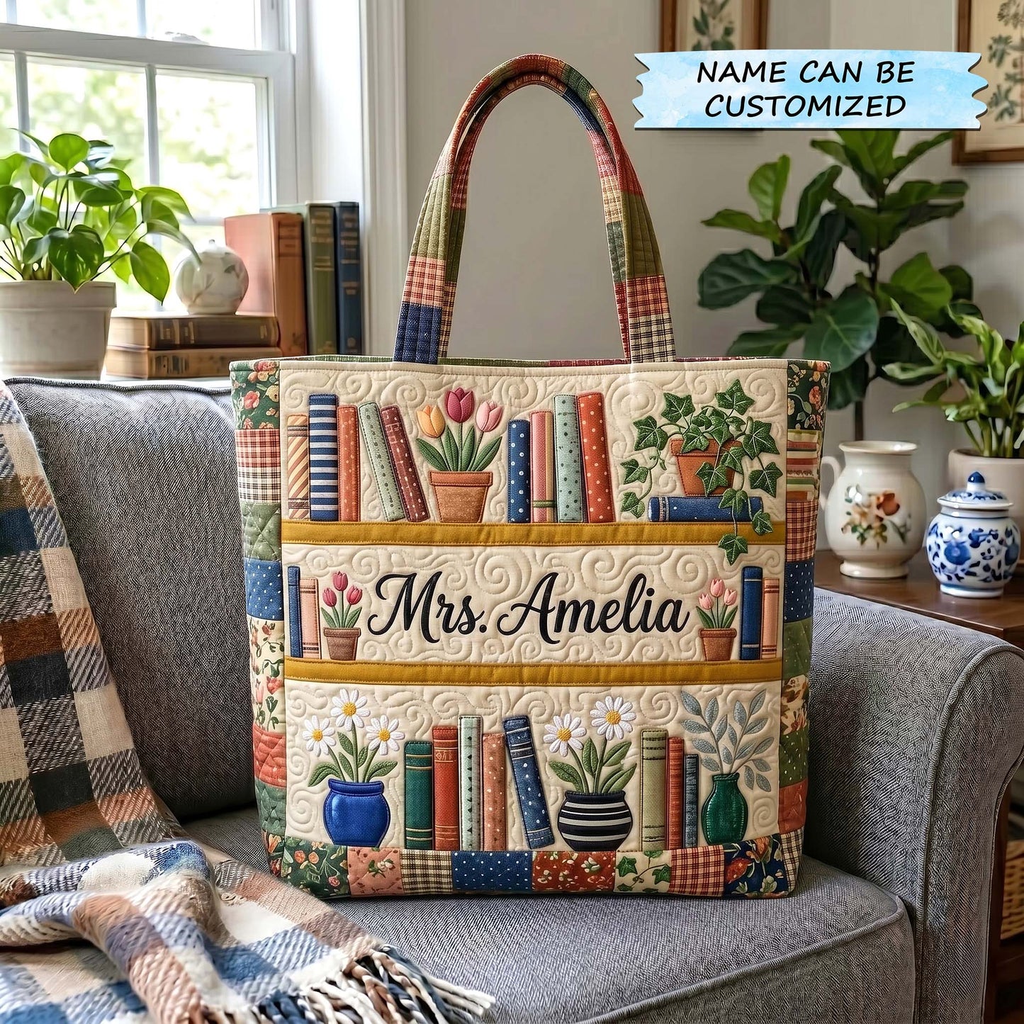 Everyday Books Plants Quilted Tote