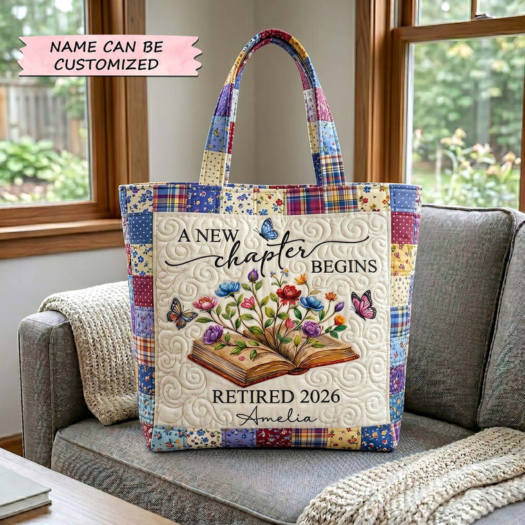 Floral Book Butterflies Quilted Tote