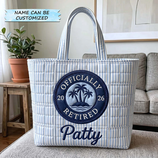 The Retirement Palm Tree Quilted Tote