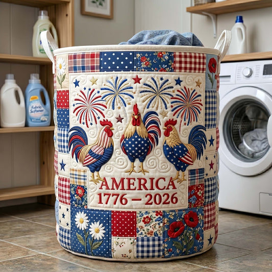 The Freedom Rooster Quilted Laundry Basket Tote