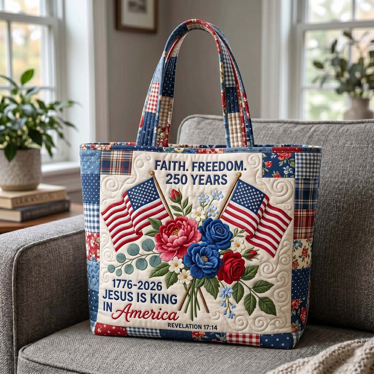 Faith & Freedom Patriotic Quilted Tote