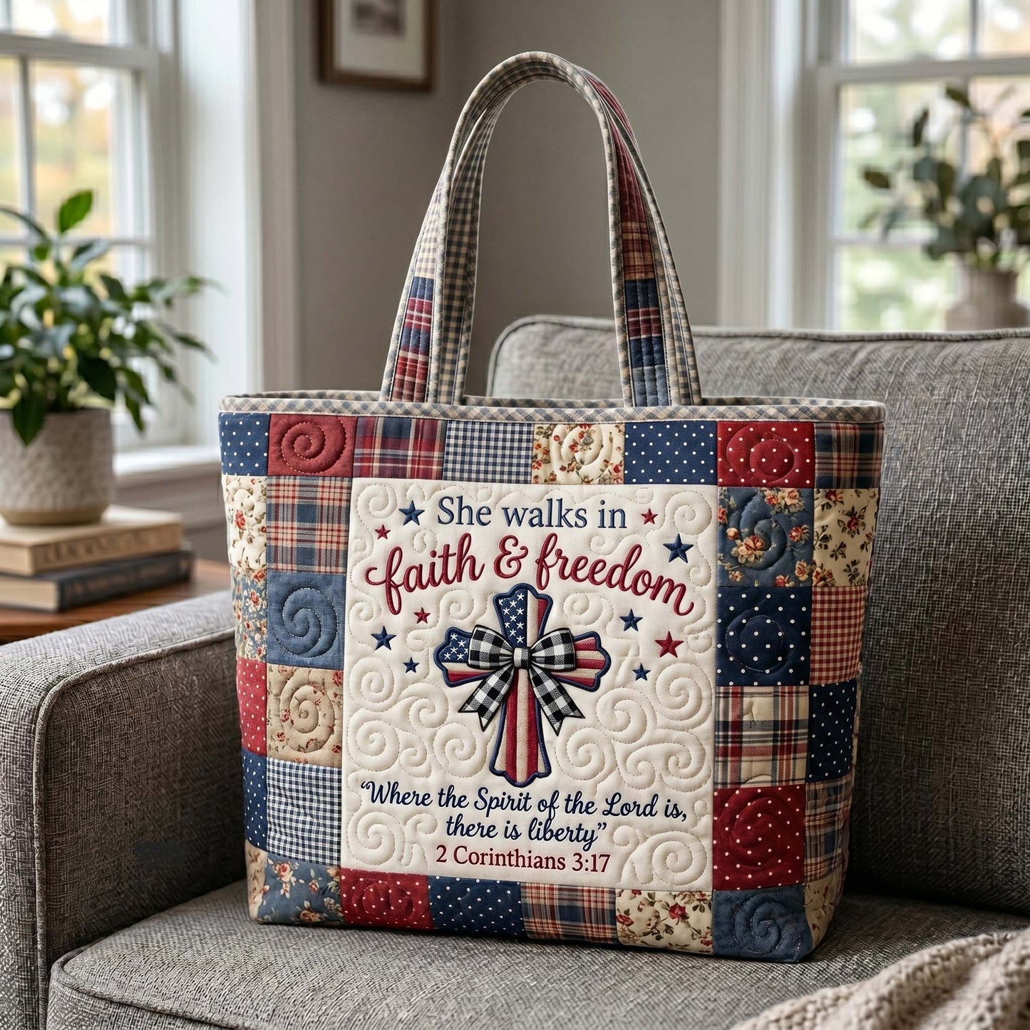 Faith & Freedom Quilted Tote