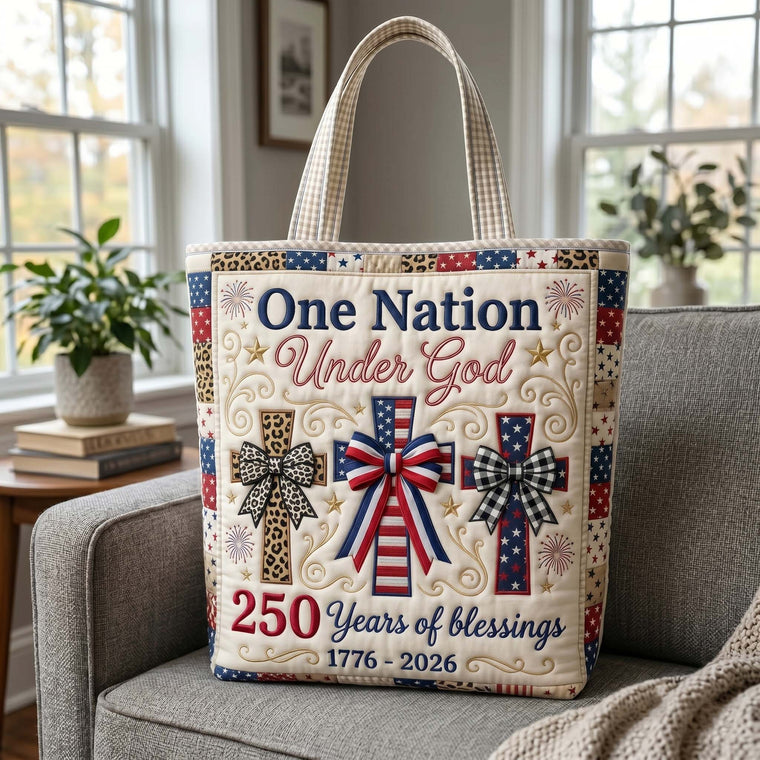 Patriotic Crosses Bows Quilted Tote